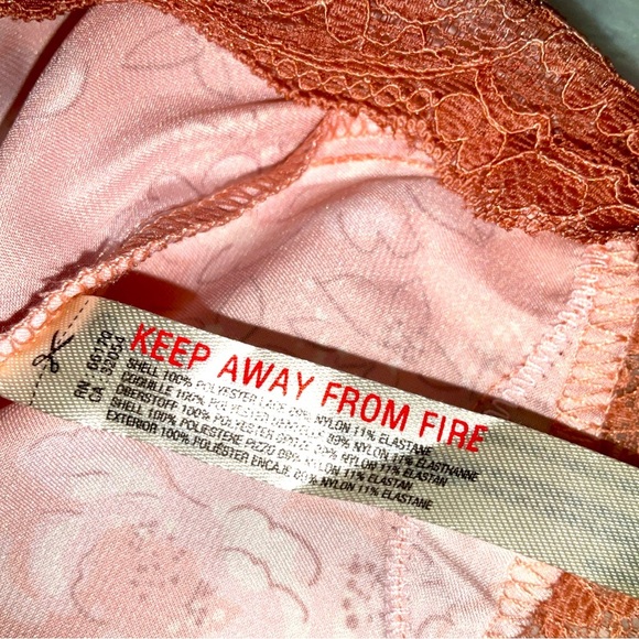 Free People Intimates Size Medium Peach Floral Satin & Lace Top Romance - Picture 4 of 12